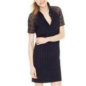 J. Crew Navy Blue Floral Eyelet Shift - 6